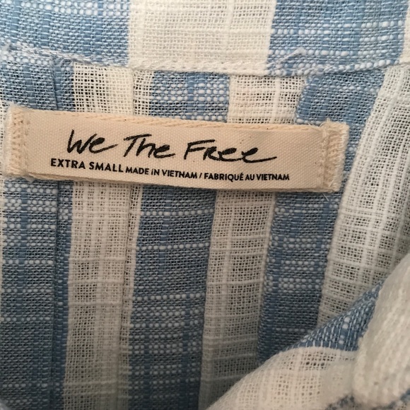 Free People blouse short sleeve in size Extra Small (XS) . Stripped blue /white - Picture 4 of 5